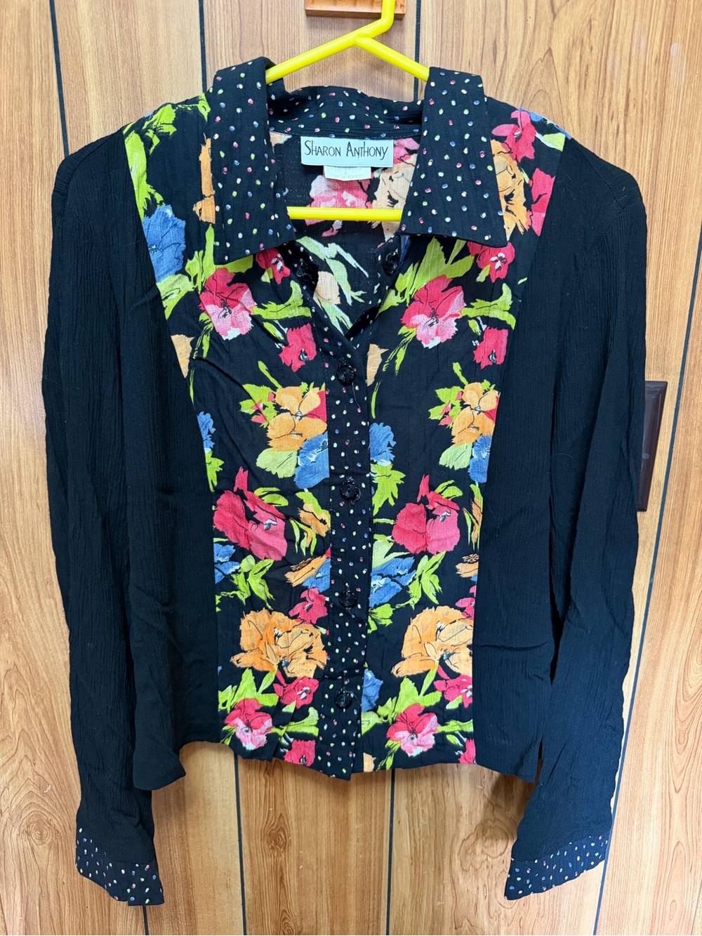 Vintage Floral polka-dot Button-Front Women's Blouse